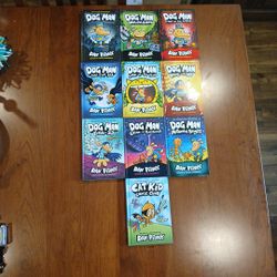 9 Dogman books and 1 Cat Kid book