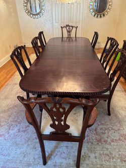 Mid-Century R-Way Mahogany Dining Set (Table, 6 Chairs, Hutch)