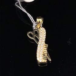 10KT Yellow Gold CZ Barber Kit Pendant 1.20g 182663/10