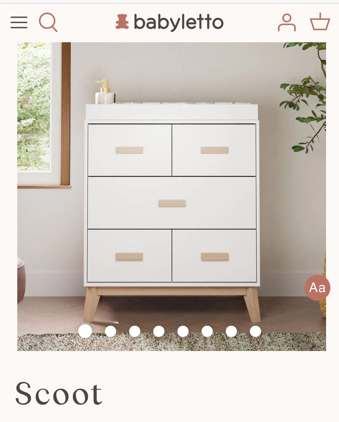 Babyletto Scoot Dresser/Changing Table/Changing Pad