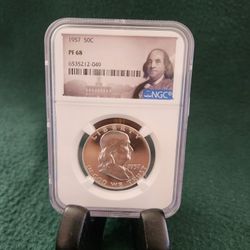 1957 Proof 68 Silver Franklin Half Dollar 