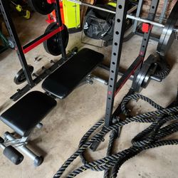 Full Weight Room Set, Power Rack, Weights 265lbs, Bench 
