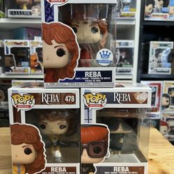 ALL 3 Reba McEntire Funko Pops EXC Country Music Awards #458 #478 #494 Cowgirl