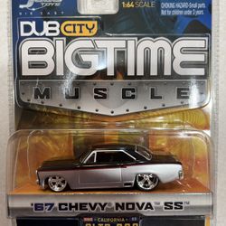 New 1967 Chevrolet SS Chevy II Jada Toys Big Time Muscle Die Cast Collectible Car Silver 1:64 Scale