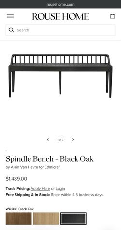 Rouse Home Spindle Bench -Black Oak