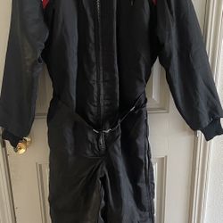 Vintage UPC Snowmobile Snow Ski Suit Size L Made In USA Blue One Piece W/Belt