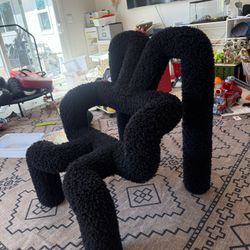 Black Squiggly Boucle Chair / Decorative Piece