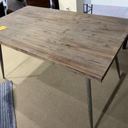 New Dining Table With Metal Legs Solid Wood Top