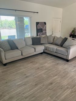 Gray Fabric L-Shaped Sectional Sofa