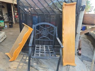 Free wrought iron chair and shelves