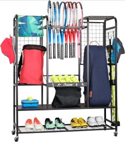 Tennis Bag Organizer Tennis Racket Storage Rack, Tennis Equipment Holder for Bags, Balls, Racquet & Accessories, Versatile Gear Organizer for Garage..
