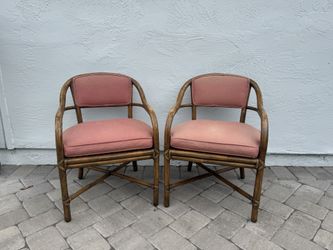 Pair Of Antique McGuire Rattan Chairs 