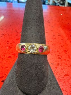 14KT Men’s Band W/ Diamond & Pink Spinel 45985-1