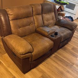 Brown Recliner Sofa - Double Recliner  Sofa 