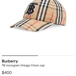 Burberry Tb Monogram Vintage Cap 