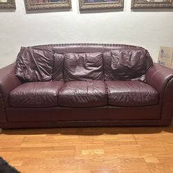 Red Leather Sofa With Pull Out Bed 
