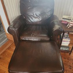 Fake Leather Chair And Ottoman 