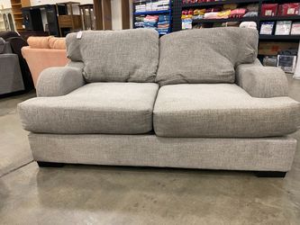 Light Grey Woven Sloped Arm Loveseat