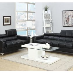 Black Sofa And Love Seat Set (Free Delivery)