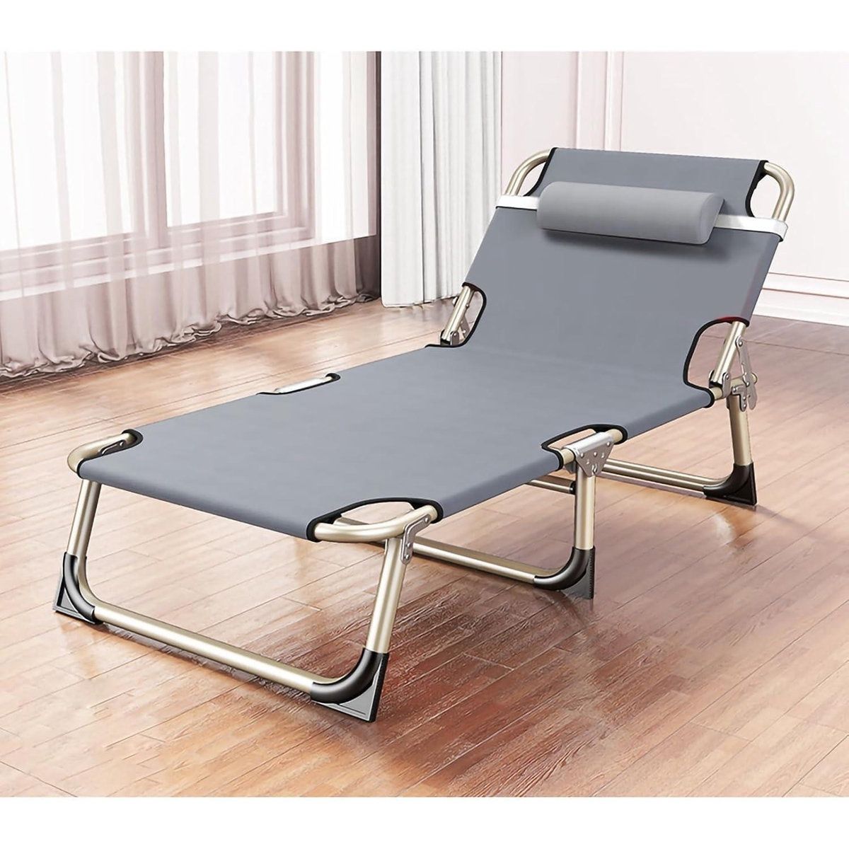 Oversized Folding Bed Cot,Portabl Folding Camping Cot Reclining Chairs Folding Recliner Lounger, Adjustable Recliner for Outdoor, Office, or Emergency