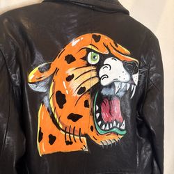 Ed Hardy Style Leather Jacket Women Size M