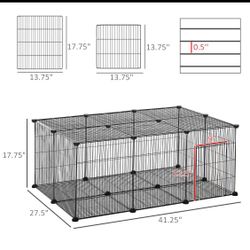 😀 PawHut Pet Playpen DIY Small Animal Cage Metal Fence with Door(41.25”W by 27.5”D by 17.75”H) , 22 Pieces, for Bunny Chinchilla Hedgehog Guinea Pig,