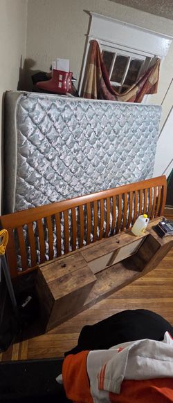 King Mattress with Wood Bed Frame