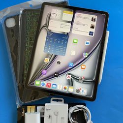 Apple IPad Air 13” (M2 chip / 2024  model) 128GB with Pen, keyboard & Accessories (warranty 10/2025) 