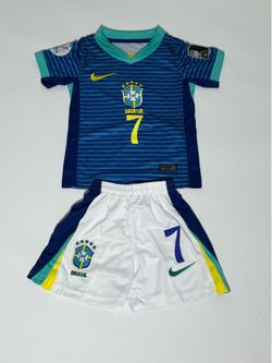 Vini Jr Brazil Away Youth Kids sets jersey shorts