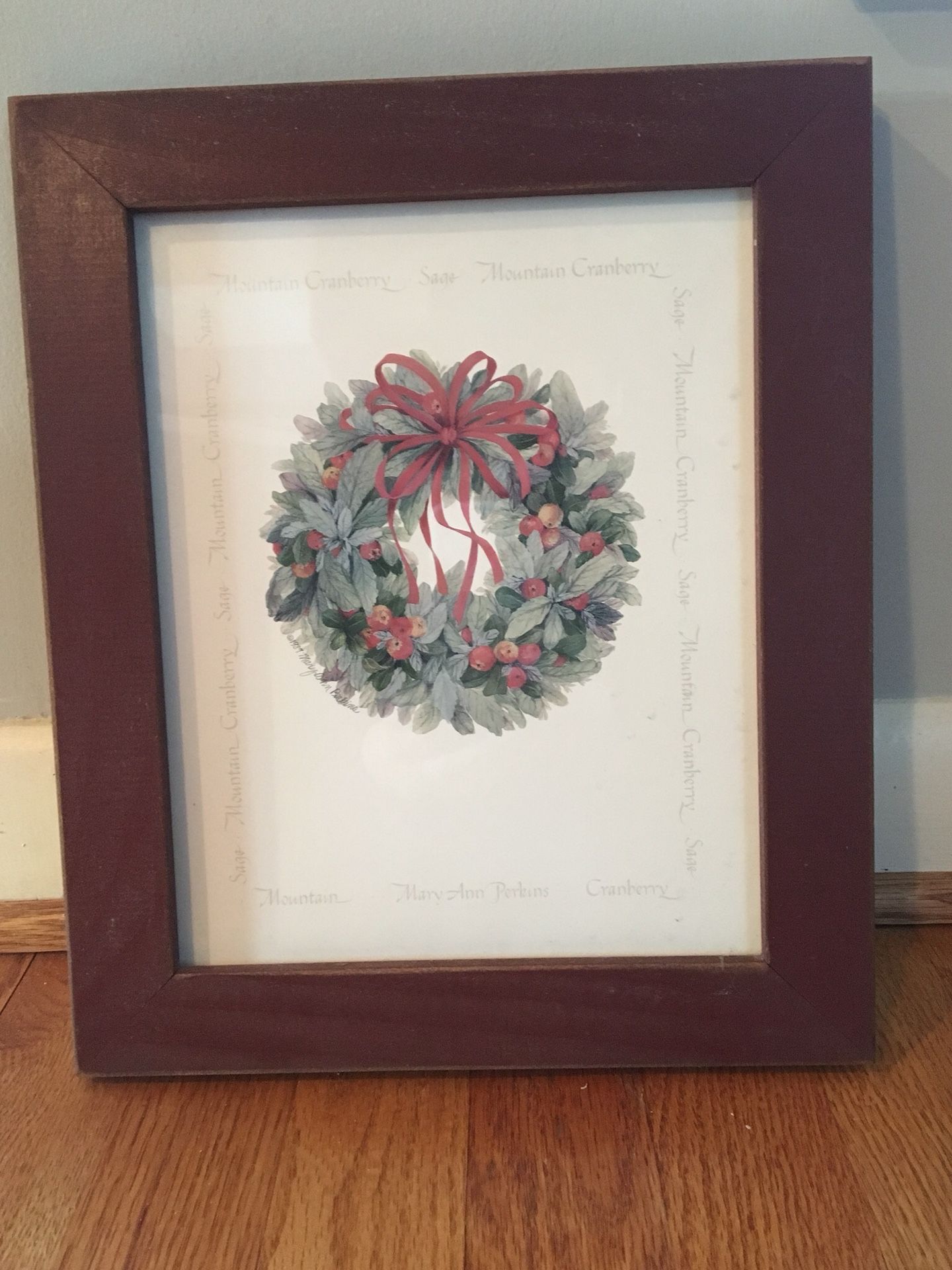 Framed Print- cranberry & sage wreath