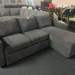 Coddle Aria Fabric Sleeper Sofa with Reversible Chaise and Storage, Gray，$350