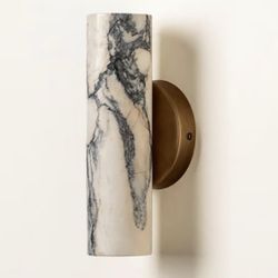 9.45 Inch Alabaster Wall Sconces, Nordic Style Natural Stone Wall Lamp, Marble Lampshade Up and Down Lighting Fixtures, Metal Base Hardwired Indoor Wa