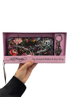Ed Hardy wallet and key ring set