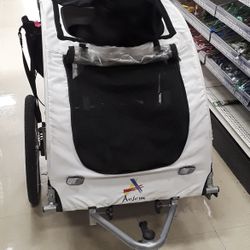 Aosom Dog Trailer Stroller with Canopy and Storage Pockets White Large