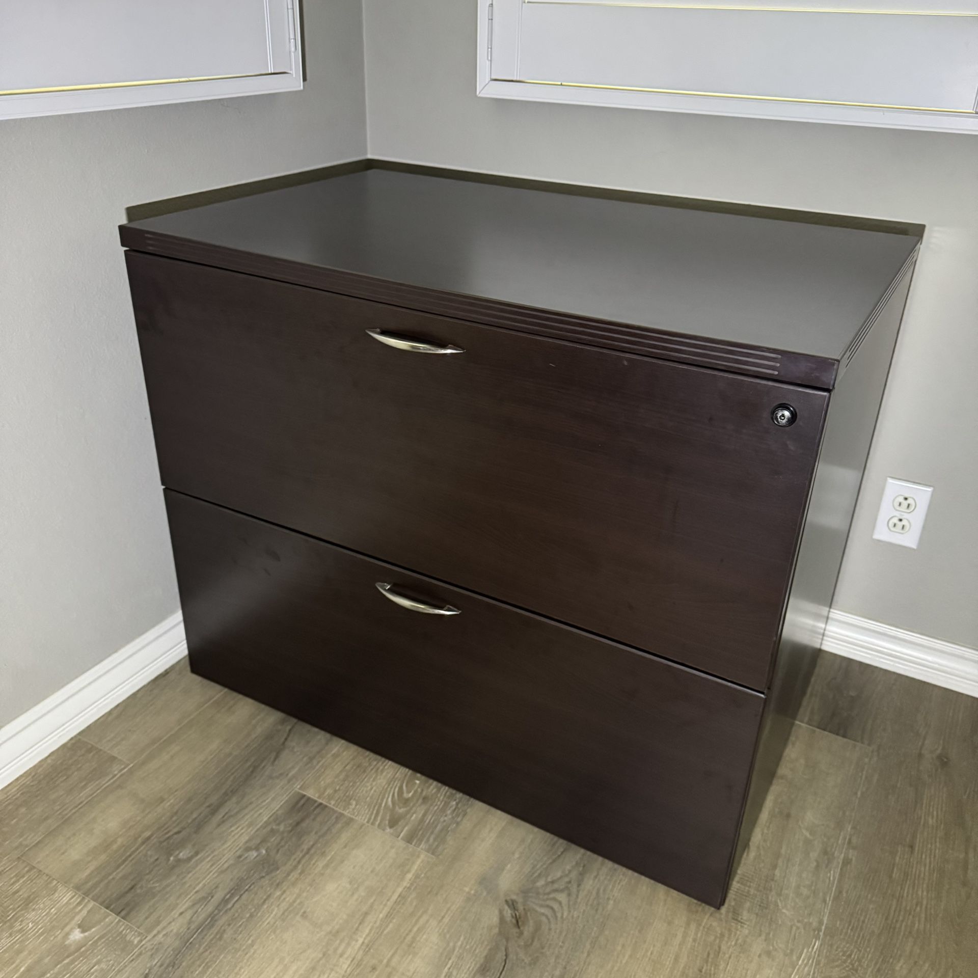 Dark Brown Locking File Cabinet 