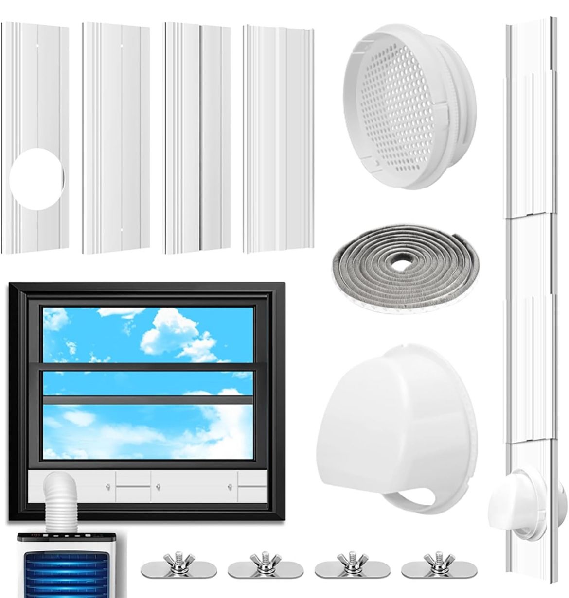 *NEW* Portable AC Window Vent Kit with Universal Coupler for 5.1"/ 5.9" Exhaust (HOSE NOT INCLUDED)