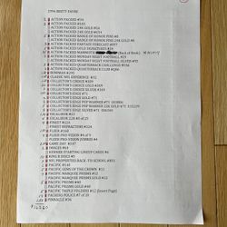 Green Bay Packers Brett Favre 1994 List Of Part 1 Cards