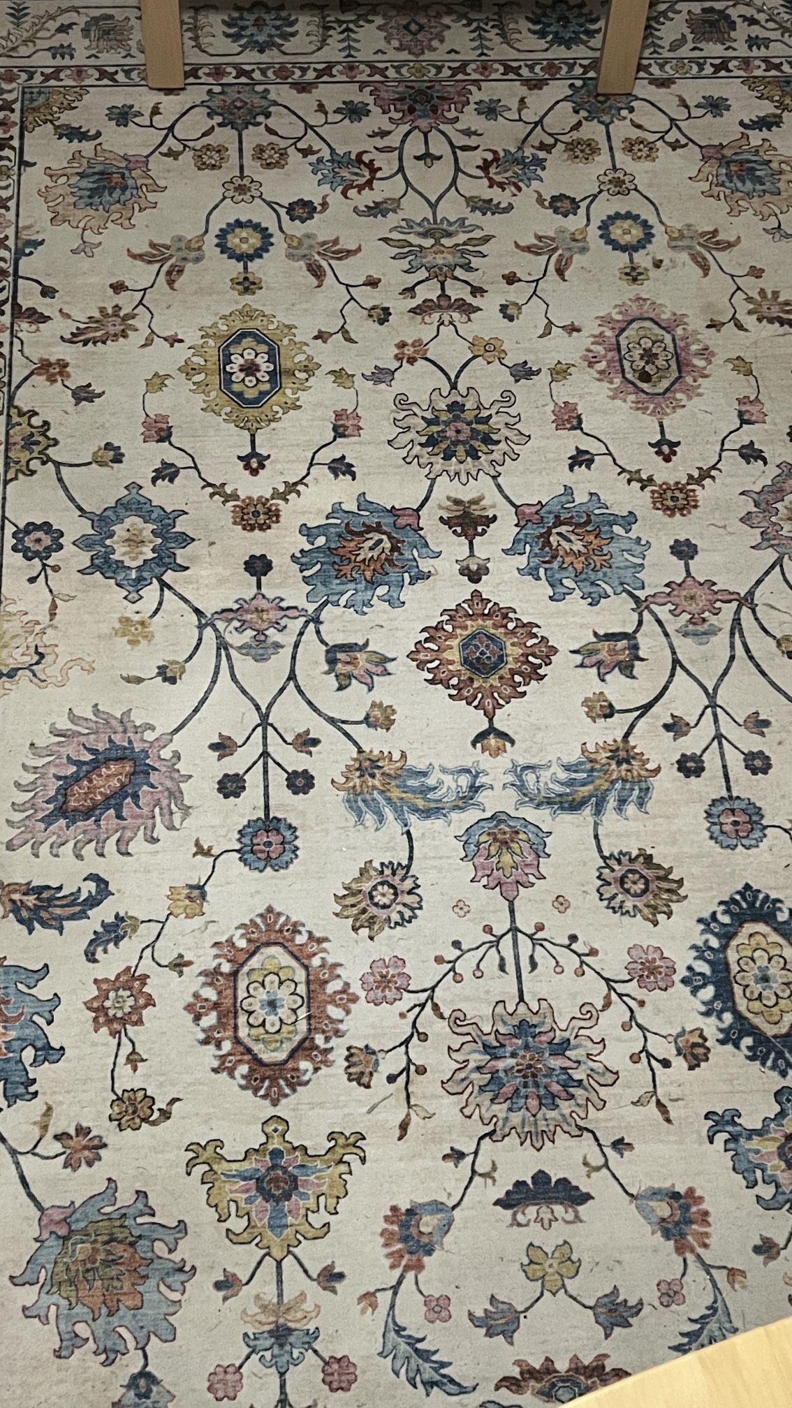 Crystal Print Cullen Traditional Oriental Cream Multi Washable Indoor Area Rug, 5x7