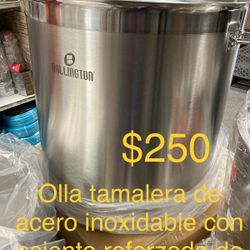 Olla Tamalera De Acero Inoxidable Con Asiento Reforzado Grueso 100 Qts