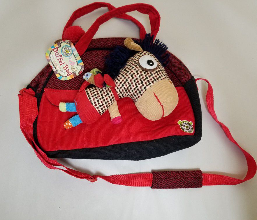 New Eco Snoopers Duffle Bag with Removable Plush. 13in by 9in