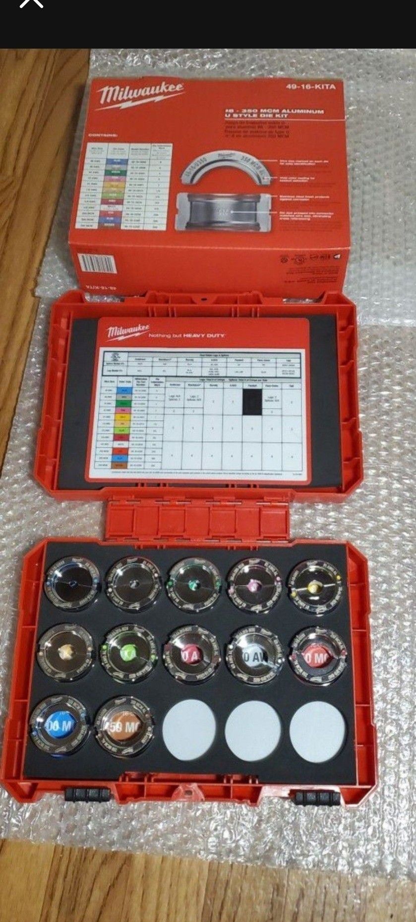 NEW, NUEVA, Milwaukee  (Brand Rating: 4.6/5)  #8 to 350 MCM Aluminum U-Style Die Kit