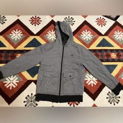 Shaun White Boys Size L Gray Jacket Snowboard Skate Bomber Hooded Zip Quilted