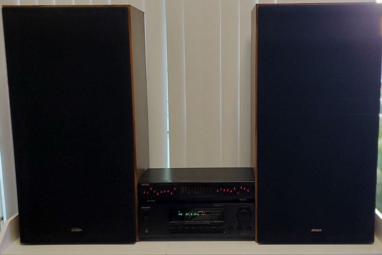 Vintage Retro Stereo Receiver With Speakers And Equalizer