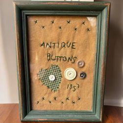 Antique Buttons Shadow Box Frame Rustic Handcrafted Decor 1(contact info removed)