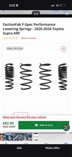 Toyota Supra lowering springs for mk5 Supra 2020 -2024