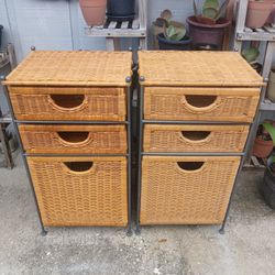 Boho Natural Wicker Nightstands 