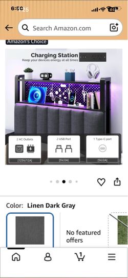 Headboard Shelf with Charging Station and LED Lights