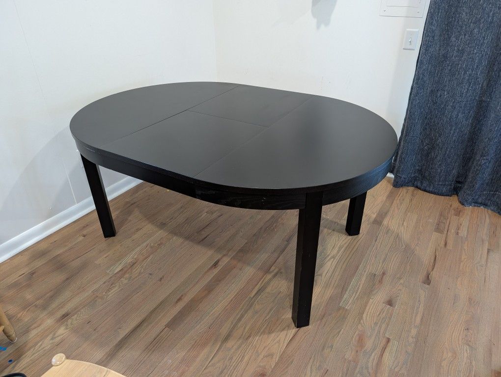 Black Circular 45" Table With 20" Leaf