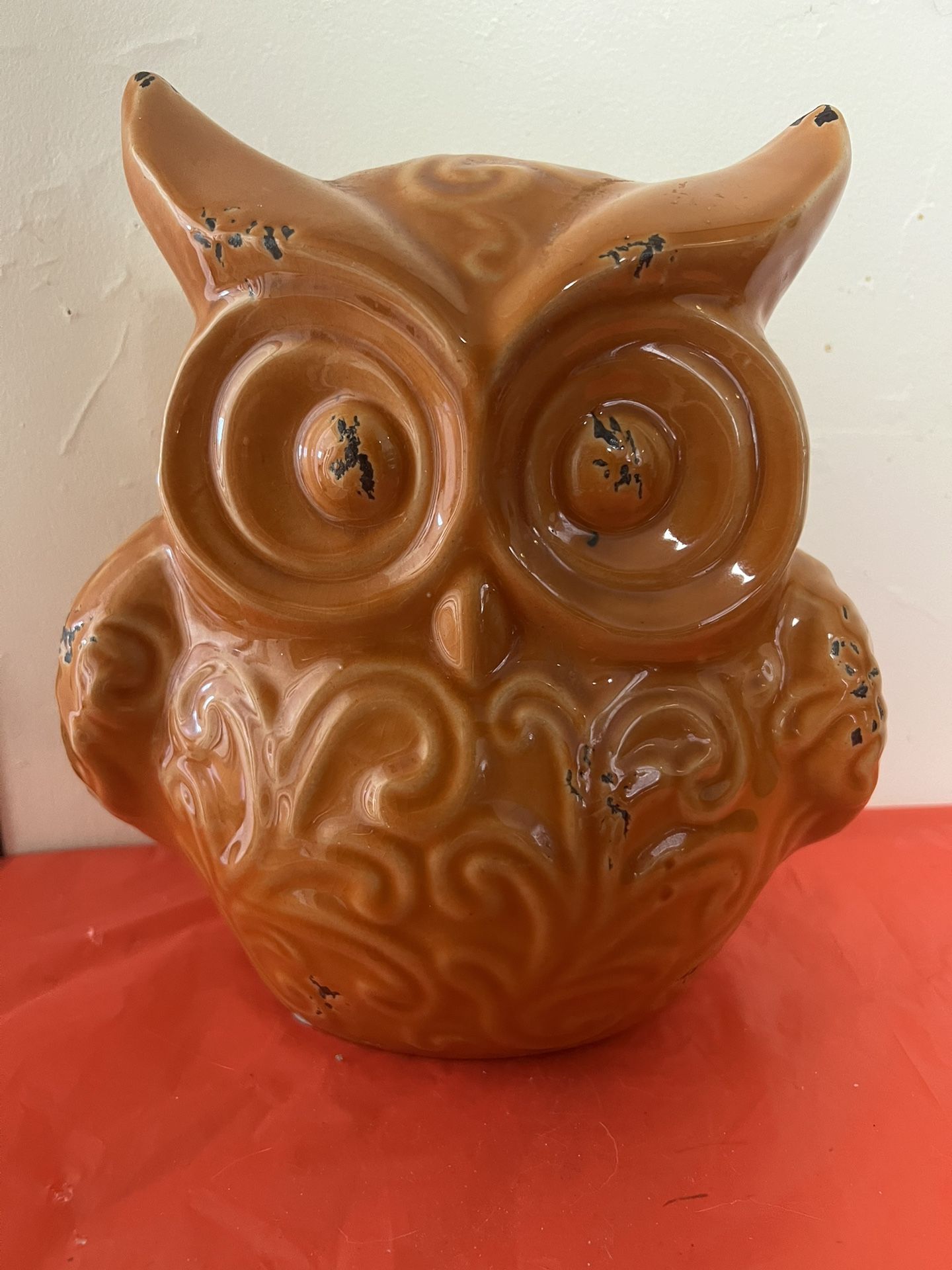 Vintage antique, Distressed Orange Owl