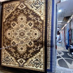 8x10 Area Rugs Carpet Rugs Medalian Design Thick Colors Dark Brown Beige 